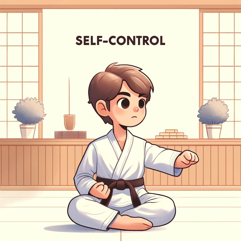 A student showing self control in the taekwondo gym.